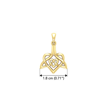 Celtic Whale Tail And Double Heart Solid Yellow Gold Pendant GPD6055
